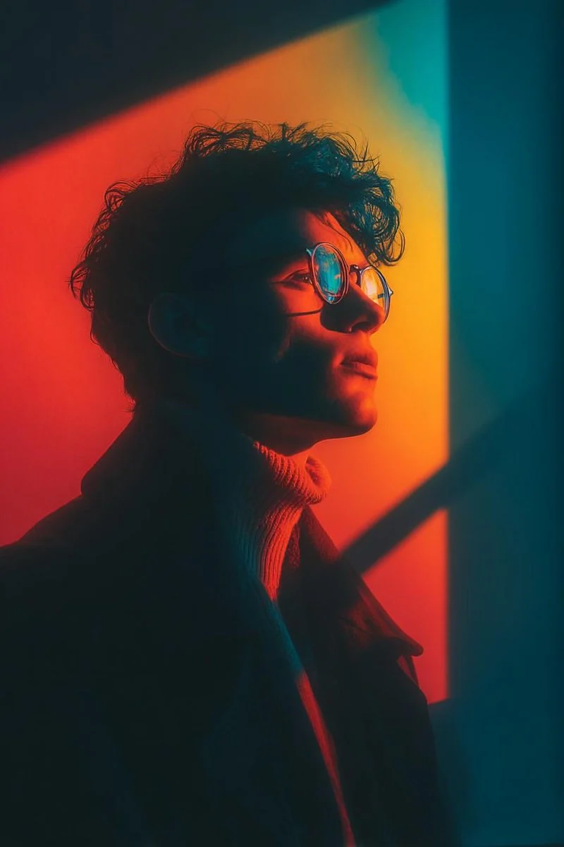 Cinematic High-Contrast Close-Up Young Man Portrait Prompt | Faymas AI